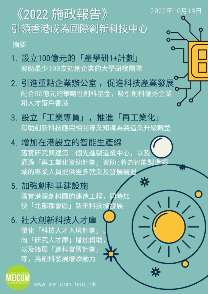 《2022 施政報告》引領香港成為國際創新科技中心